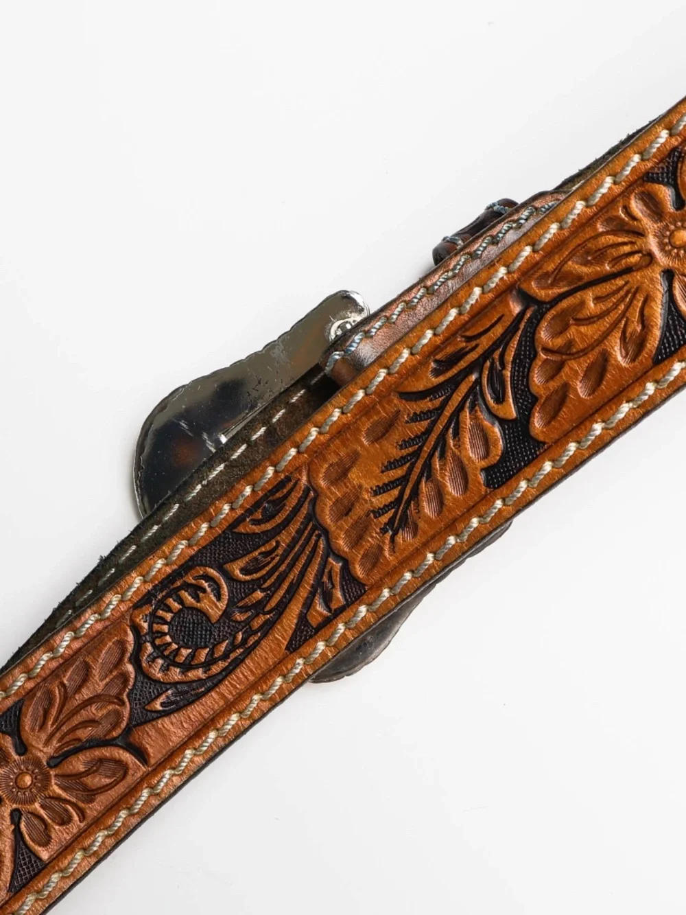 Amazing True Vintage Tony Lama Genuine Leather Concho Belt Metal Hardware USA